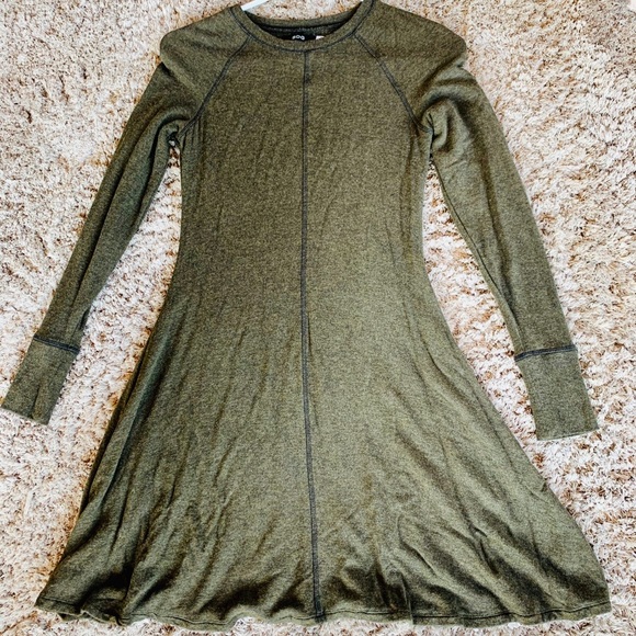 BDG Dresses & Skirts - BDG Olive Green Long Sleeve Baseball Dress